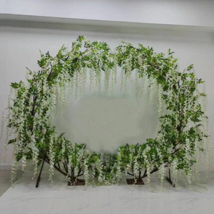 Custom Premium Event Decoration White Green Luxury Cherry Blossoms Wisteria Flower Arch for Wedding Stage Design