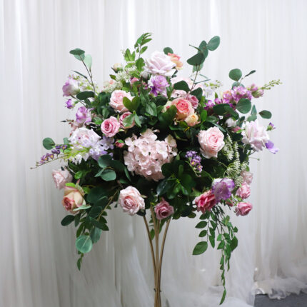 Custom Luxury Silk Flowers Pink Purple Rose Flower Ball Wedding Centerpiece Flower Ball Artificial Flowers For Decor