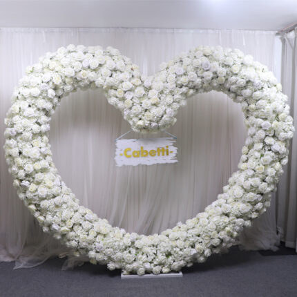 Custom Luxury Wedding Florals Decorative Flower Very Full Natural Cream and Ivory Colors Heart Shaped Background Heart Shaped Arch for Wedding Stage