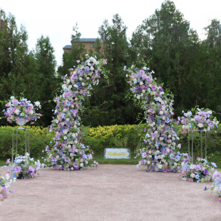 Customized 3d 5d Purple Flower Arch Decoration Wedding Backdrop Silk Flower Arrangement Artificial Flower Arches