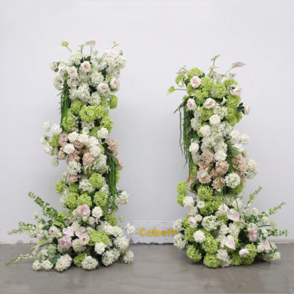 Custom Luxury Florals White Green  Hydrangea  Flowers Arch Wedding Decor  Arch Silk Artificial Flower For Party Decoration Wedding Backdrop decorate