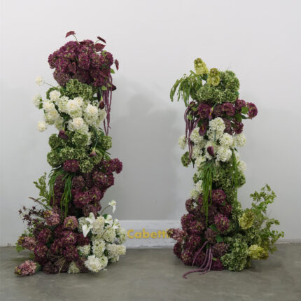 Custom High-End Floral Styling Burgundy Artificial Hydrangea Flower Arch Mixed Red Hydrangea  Faux Floral Arrangement For Wedding Proposal Ceremony