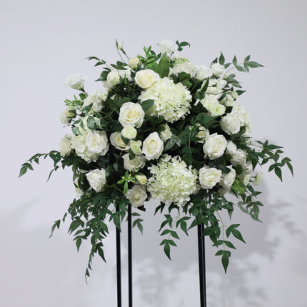 Custom Finest Silk Flowers Arrangement Elegant Wedding White  Green Rose Silk Green Flower Balls For Centerpieces For Wedding Decoration