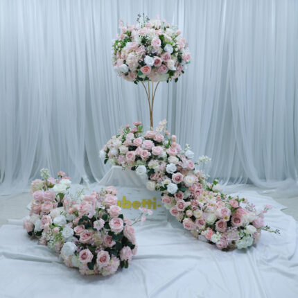 Custom Crafted Silk Flowers Arrangement White Pink Flower Ball Arrangement Wedding Party Centerpieces Decorations For Graduation Or Easter